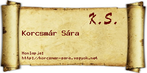 Korcsmár Sára névjegykártya