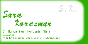 sara korcsmar business card