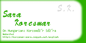 sara korcsmar business card